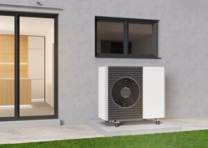 ground source heat pump outside of home